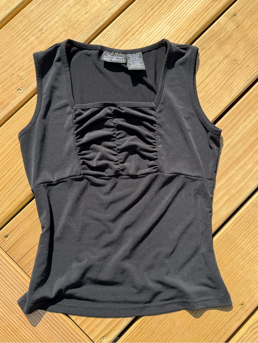 No Boundaries Black Sleeveless Ruched Front Tank
